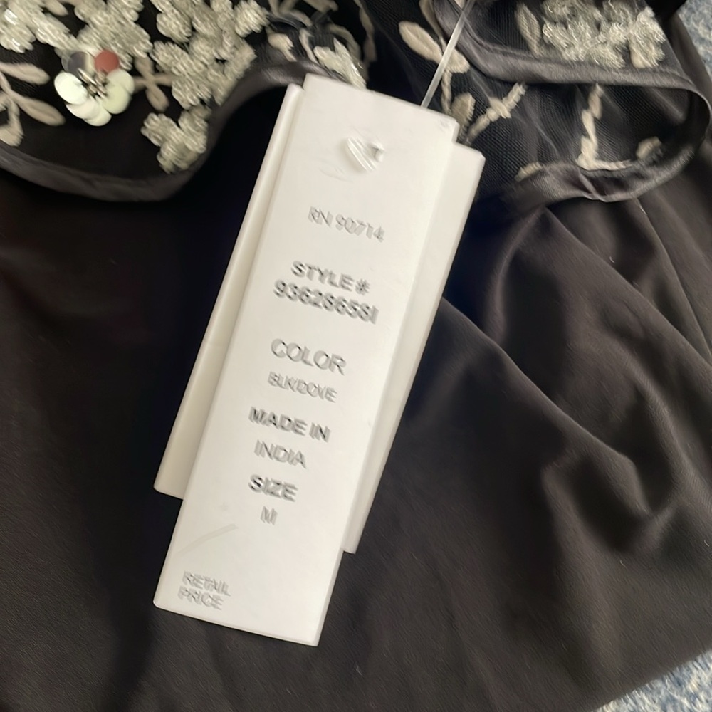 NWT - MSK Black illusion off shoulder evening dress. Size: medium. - Picture 7 of 8